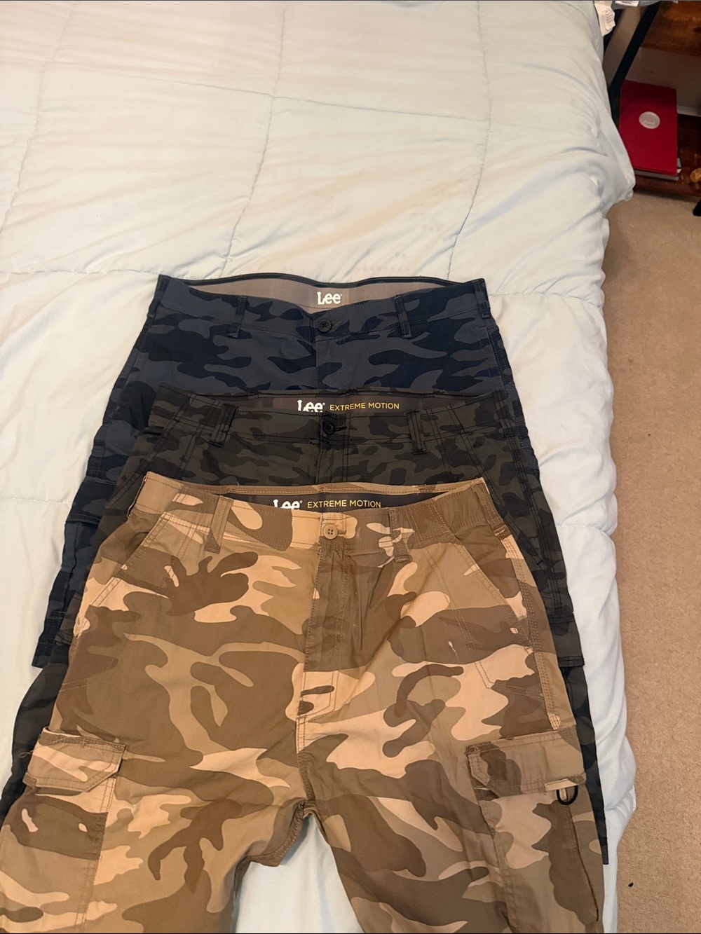 Lee Men’s Camo Cargo Shorts Trio – Tan, Olive, Navy